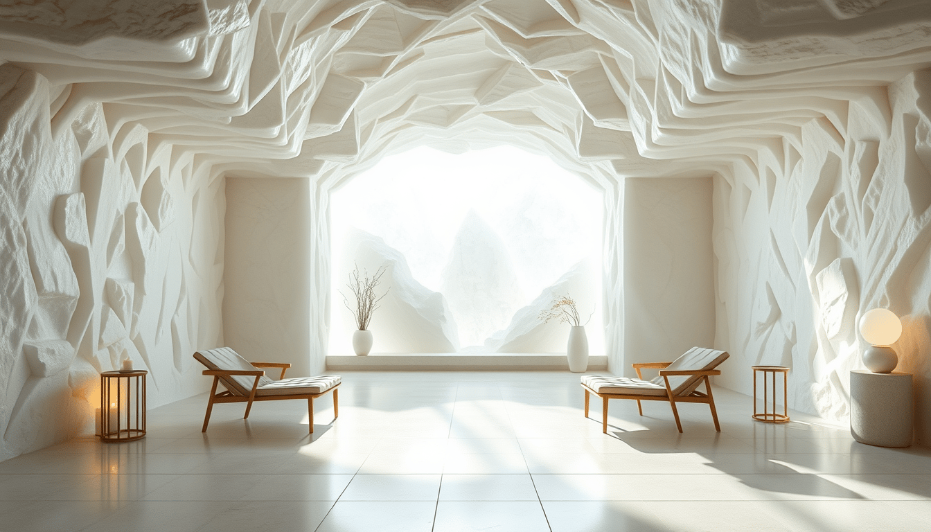 Luxury salt room spa interior